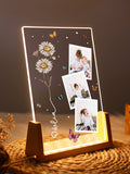 Personalized Photo Night Light with Birthflower,Floral LED Lamp,Birthday Gift for Her,Bedroom Decor,Photo Collage Gift,Wedding Anniversary ANNIVERSARY
