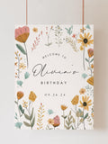 Wildflower Birthday Welcome Sign Digital Wild Flower Birthday Welcome Poster for Girl  Birthday Flower Theme Editable Birthday Party Boho birthday flower