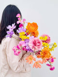 Bright Faux Flower Bridal Bouquet: Orange, Pink & Purple Silk Dahlias and Flowers wedding flower