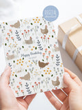 Chicken Birthday Card: Floral Farmyard Design (Digital Download) birthday flower