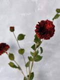Faux Red  Pom Pom Dahlia Flower Stem - High Quality Artificial Floral /Wedding / Bouquet / Decor / Centerpiece / Arrangement / Gift / Autumn Bouquet