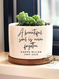 Personalized Memorial Gift Planter Ð Custom Celebration of Life Pot, Sympathy Keepsake, Faux or Live Succulent Option sympathy flower