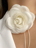 Handmade Silk Tulle Flower Choker Necklace: Adjustable Boho Style silk flower