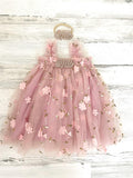 Baby girl tulle dress-first birthday outfit-Wildflower 1st birthday rose tutu dress-boho cake smash-1st birthday gift-boho Flower tutu dress birthday flower