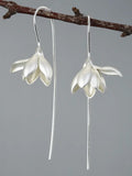Magnolia Flower Earrings in Sterling Silver ¥ 53mm Long ¥ 22mm Flower ¥ Tariff Free Delivery to USA FLOWER DELIVERY