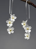 Silver Forget Me Not Earrings ¥ 43mm ¥ Sterling Silver Stamped 925 ¥ Tariff Free Delivery to USA FLOWER DELIVERY