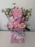 Chocolate Bouquet Pink & Cream Earrings Lindt And Ferrero Stunning Silk Flowers Bouquet Gift Bouquet