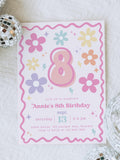 Editable Daisy Floral 8th Birthday Invitation, Daisy Birthday, Tween Birthday Invite, Girl Eighth Birthday Retro Instant Download birthday flower