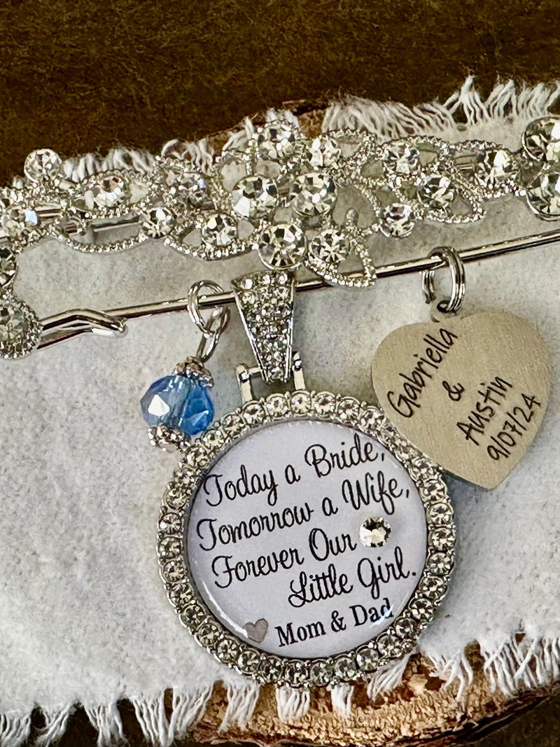 Bridal bouquet charm, Today a bride, Something BLUE, Daughter wedding gift, something blue pin, Wedding bouquet charm, daughter gift, bride Bouquet