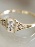 Birth Flower Ring, Gold Birth Flower Rings For Women, 925 Sterling Silver Ring, Statement flower ring, Gold Birth flower ring ANNIVERSARY