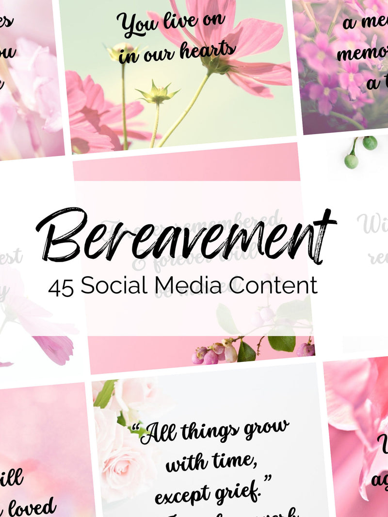 Bereavement Social Media Graphics: Pink Flowers Design (Digital Download) sympathy flower