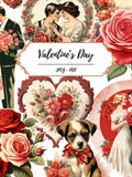 Valentine's Day Printable Pages // 60 Vintage Inspired Fussy Cut Images // Love // Romance // Romantic Couples // Roses // Crafting Supplies Love Romance Flower