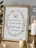 Funeral Table Sign, Butterflies Appear When Loved Ones Are Near Printable, Flower Memorial Poem Decor, Digital Print Sympathy Gift Art ID216 sympathy flower