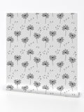 Dandelion Wallpaper - Black Blowing Dandelions For Mom By Misstiina - Custom Printed Removable Self Adhesive Wallpaper Roll by Spoonflower flower spore