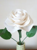 Second Cotton Anniversary,  2nd Wedding Anniversary Gift, Personalized Cotton Rose, for Her and Couple, Valentine's Day Gift, Cream White ANNIVERSARY