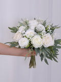 White Peony Bridal Bouquet: Rustic Willow Boho Wedding Flowers Bouquet