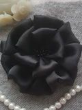 Larger Handmade Silk Flower Fabric Flower  (3-3/4 inches) In Black MY-439-06 Ready To Ship silk flower