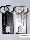New Home First Home Keychain Set Personalised Gift Matching Couple Keyrings for New Home Gift Housewarming Gift Just Married Valentines Gift house warming flower
