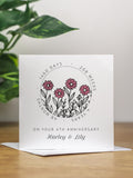 Personalised 4th Wedding Anniversary Card Husband Handmade Flower 4th Anniversary Milestone Gift Fourth Anniversary Card Wife Flower ANNIVERSARY