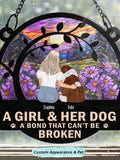 Flower Field A Girl And Her Dog, Personalized Window Hanging Suncatcher Ornament, Dog Memorial Gifts, Pet Loss Gifts, Pet Sympathy Gift sympathy flower