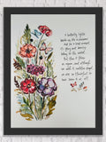 A Butterfly Lights Beside Us Like A Sunbeam, Grief Gift Never Alone, Sympathy Butterfly Tribute Print, Butterfly Loss Poem Artwork sympathy flower