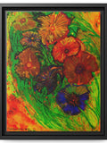 Mushroom-Inspired "Flowering Spores" original artwork. Crafted from organic materials, presented on a framed canvas. flower spore