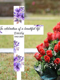 Custom Memorial Garden Cross Stake,Floral Metal Cross Garden Stake,Personalize Cross Stake,Loss of Loved One,Cemetery Stake,Grave Marker sympathy flower