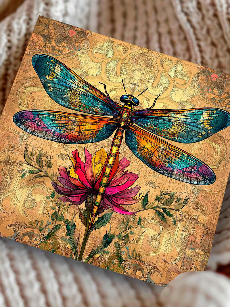 Personalised Illustrated Dragonfly Floral Birthday Card Keepsake Gift for Female Girl Wife birthday flower