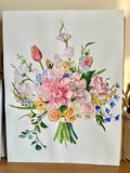 Original Watercolor Wedding Bouquet Painting: Custom Bridal Portrait Art from a photo wedding flower