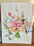 Original Watercolor Wedding Bouquet Painting: Custom Bridal Portrait Art from a photo Bouquet