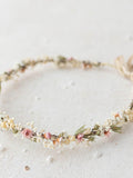 Romantic flower crown with baby's breath and dried flowers. Bridal flower hair wreath,  fairy crown, wedding headband, meadow headpiece wedding flower