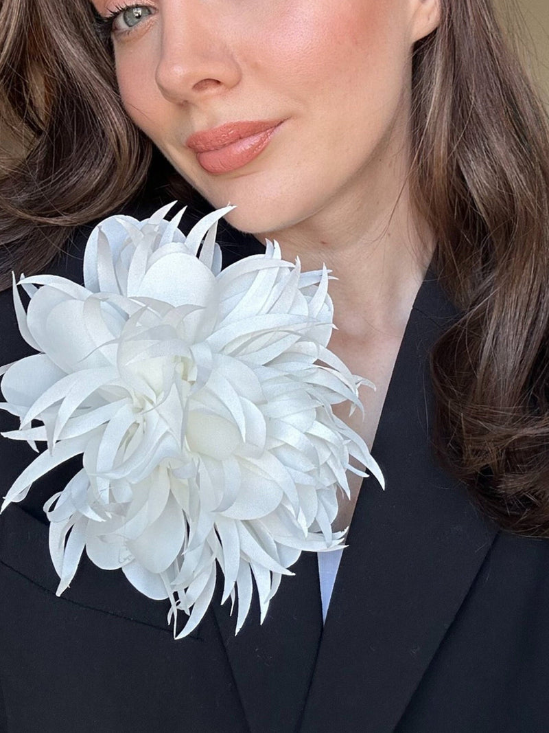 Oversized Fabric Flower Brooch: Floral Vintage Pin, Gothic Brooches, Cottagecore Accessories Gift for Her silk flower
