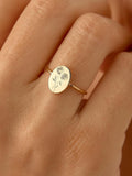 Tiny Birth Flower Ring, Sterling Silver Personalized Floral Jewelry, Gift for Her ANNIVERSARY