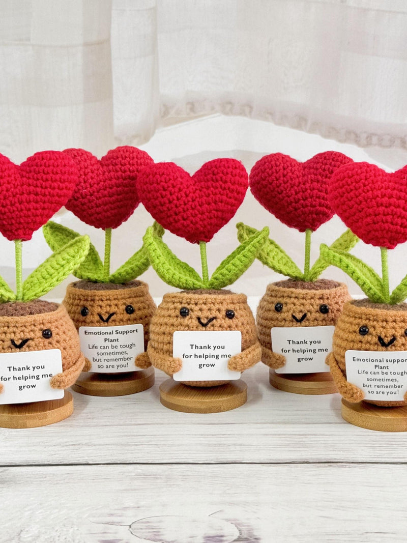 Adorable Handmade Crochet Heart-shaped Flower,Emotional Support Plant,Mother's Day Gift,Thank you Gift,Bulk Gift for Team/Colleagues/Friends FLOWER DELIVERY