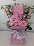 Chocolate Bouquet Pink & Cream Lindt And Ferrero Stunning Silk Flowers Bouquet Gift Bouquet