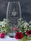Personalised 50 Years Glass Bullet Vase Laser Engraved Golden Wedding Anniversary 50th Birthday Couple Mum Her Keepsake Cardboard Box ANNIVERSARY