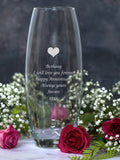 Personalised Heart Glass Bullet Vase Vases 26cm Gifts Ideas For Her Womens Flowers Birthday Christmas Love Valentines Day Anniversary ANNIVERSARY