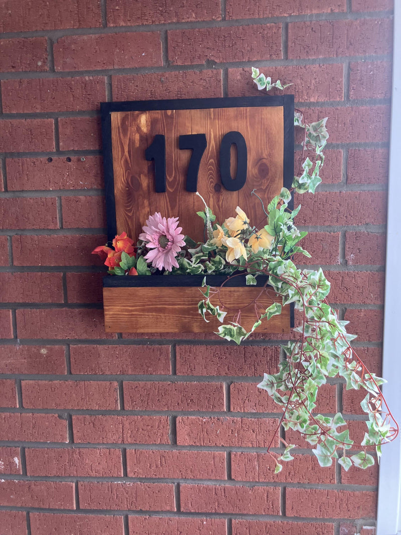 Wooden Planter House Number Sign/Rustic / Handmade/ Hose Warming Gift/Name Sign house warming flower