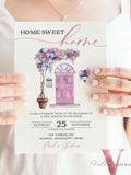 Neutral Floral House Warming Invitation | Entrydoor watercolor Home Sweet Home Party Invite | Modern Simple Flower New House Celebration house warming flower