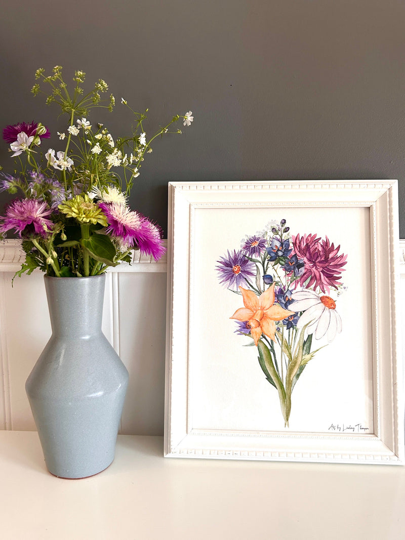 Custom Birth Flower Bouquet Art with 1-6 Flowers: Family Keepsake Gift (8x10 Digital File) birthday flower