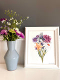 Custom Birth Flower Bouquet Art with 1-6 Flowers: Family Keepsake Gift (8x10 Digital File) birthday flower