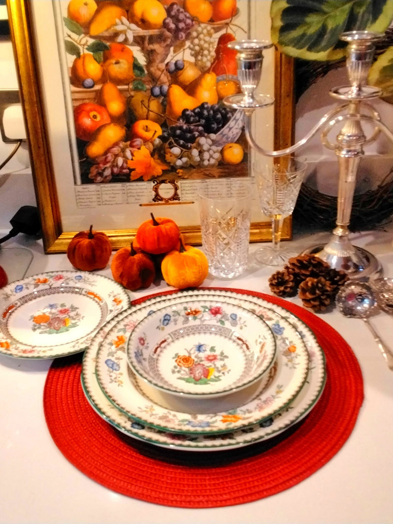 Spode Copeland Chinese rose, Staffordshire England. open stock select items from menu. vintage hand enamel. flower spore