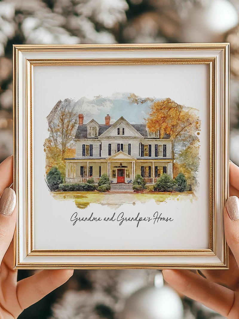 Personalized Watercolor House Picture, Digital Download, Print at Home, Water color Home, Based on Photo, Housewarming, Real Estate,Keepsake house warming flower