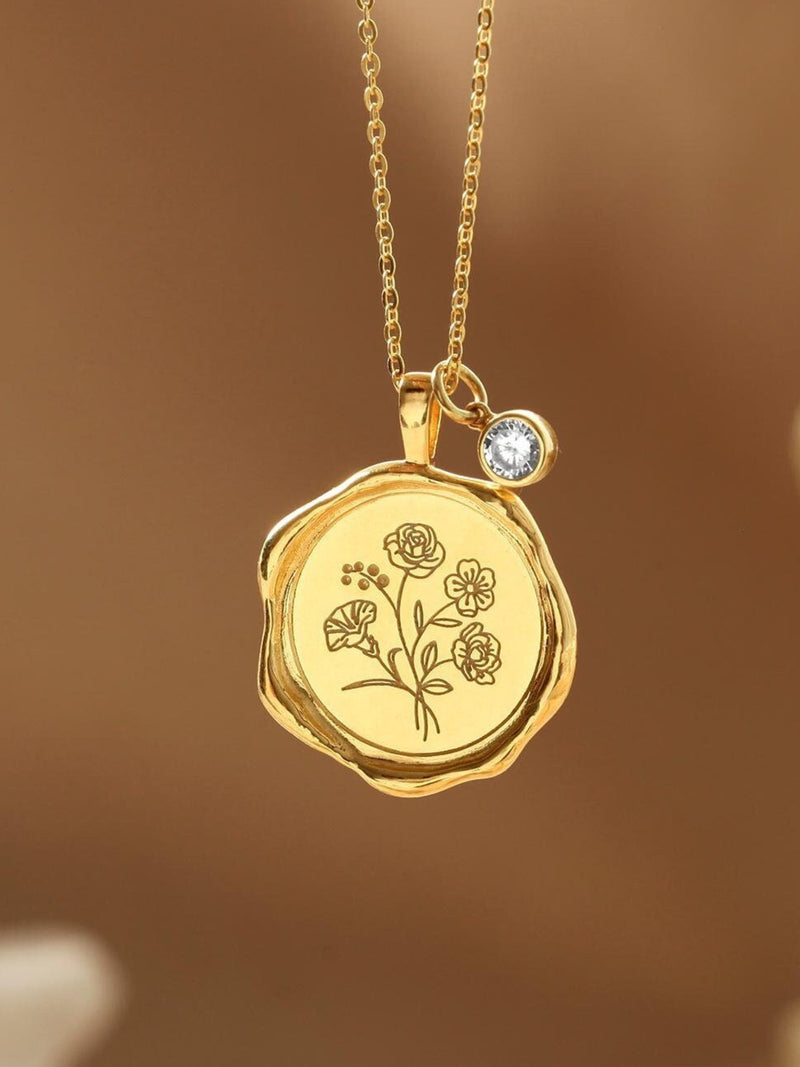 Combined Birth Flower Necklace, Family Flower Bouquet Necklace, Mothers Day Gift Ideas, Necklace For Mom, Gifts For Mom,Birth Flower Jewelry birthday flower