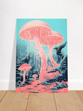 Woodland Spores: Psychedelic Mushroom Art Print - Vibrant Mycology Painting flower spore
