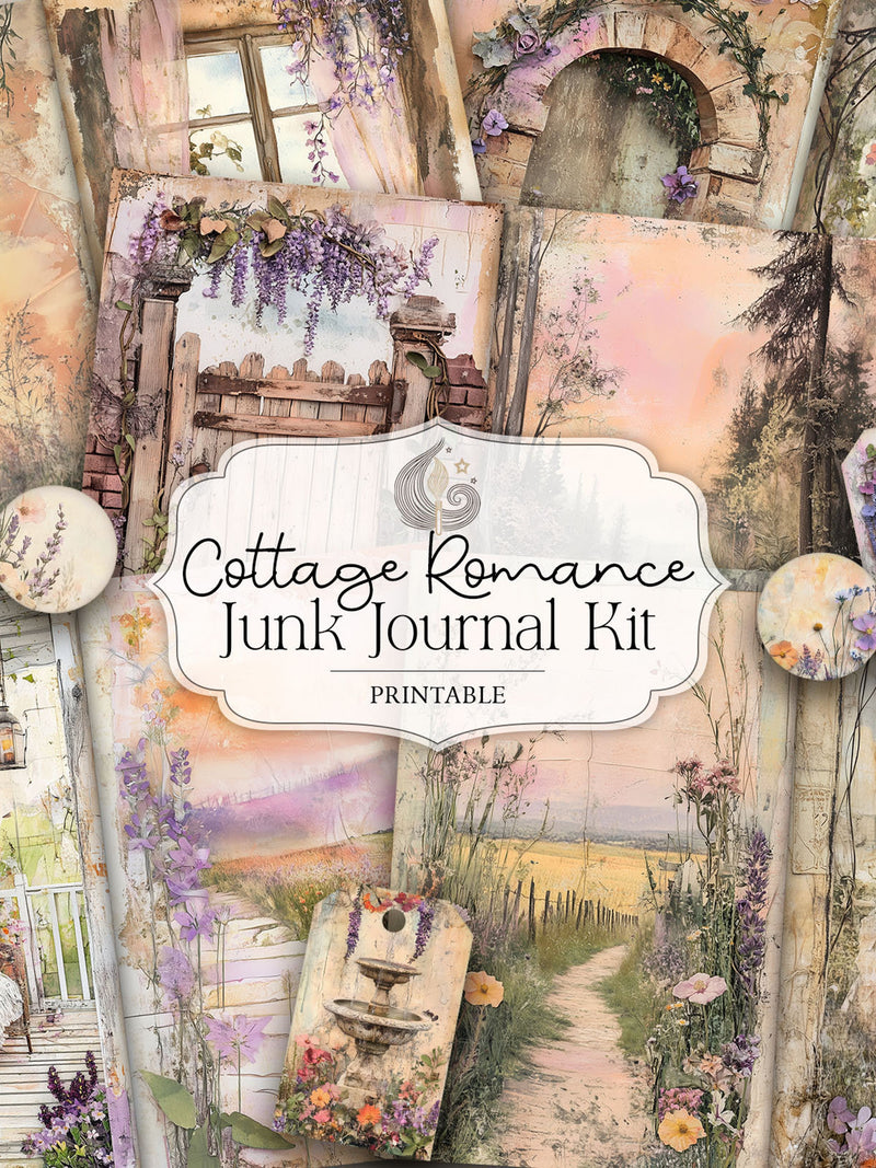 Cottage Romance Junk Journal Kit: Soft Vintage Love Printable Pages & Ephemera Love Romance Flower