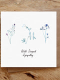 Botanical Sympathy Card, Blue Floral Illustrated Greeting sympathy flower