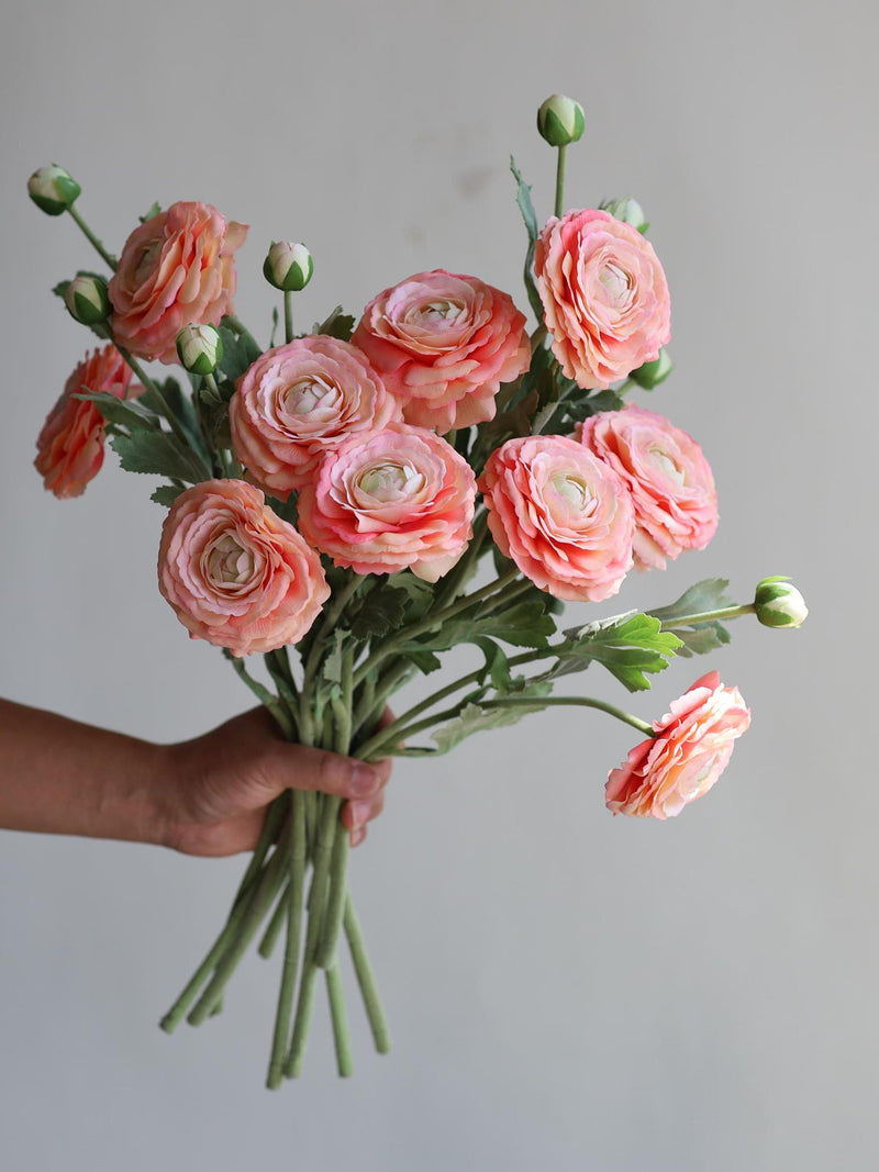 18.9" Real Touch Fake Ranunculus in Peach Pink, Spring Summer Handmade/Wedding/Home/Kitchen Decors, DIY Bouquet/ Florals/Centerpieces, Gifts FLOWER DELIVERY