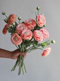 18.9" Real Touch Fake Ranunculus in Peach Pink, Spring Summer Handmade/Wedding/Home/Kitchen Decors, DIY Bouquet/ Florals/Centerpieces, Gifts FLOWER DELIVERY