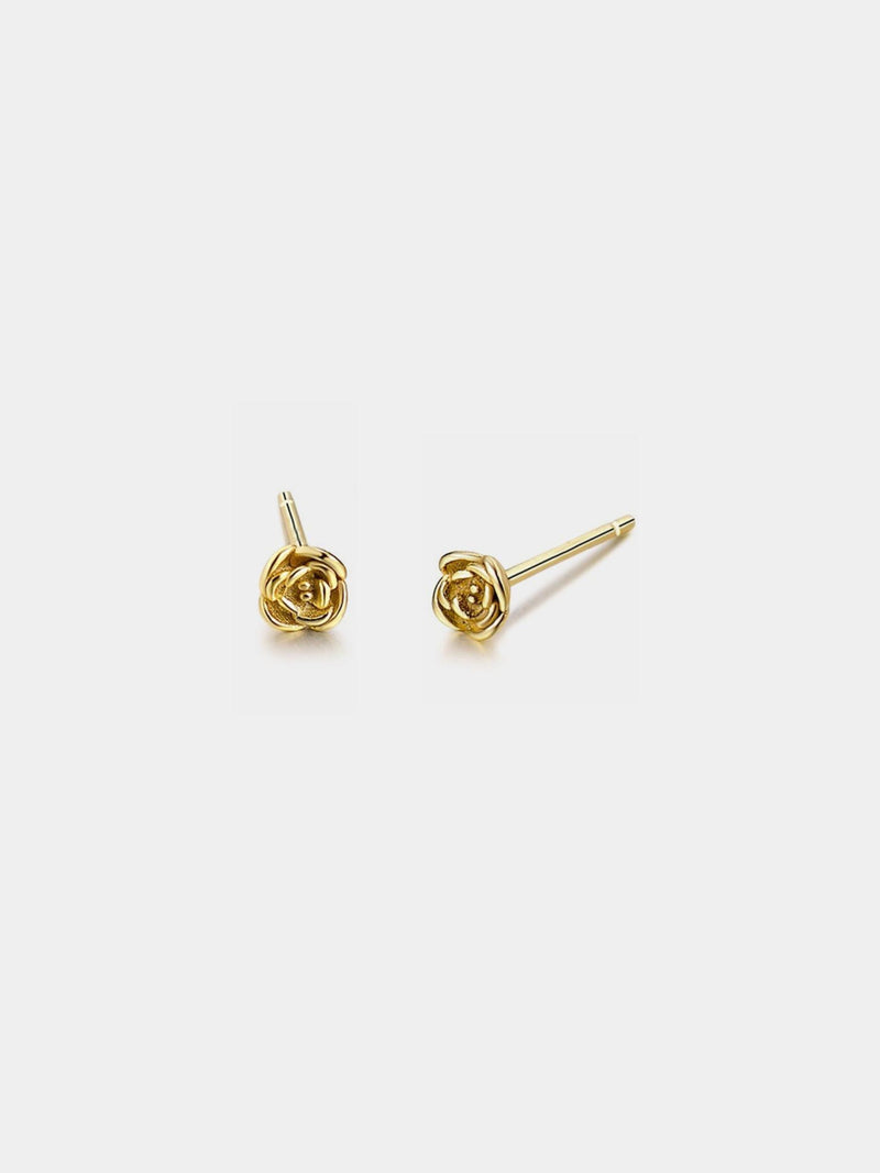 PERIMADE Rose Flower Stud Earrings ¥ Tiny Small Gold Flower Earrings ¥ Sterling Silver Friendship Jewelry ¥ Trendy Best Friend Gift ANNIVERSARY